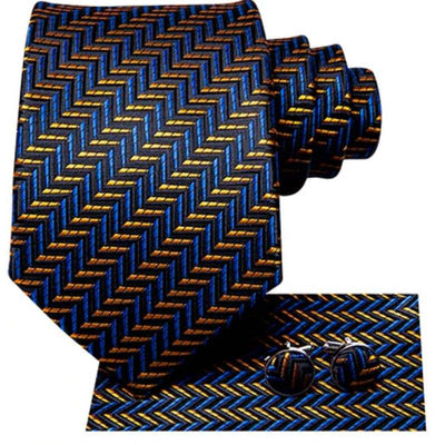 Corbata de Rayas Azul Marino y Naranja