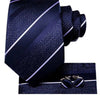 Corbata de Rayas Azul Noche y Blanca