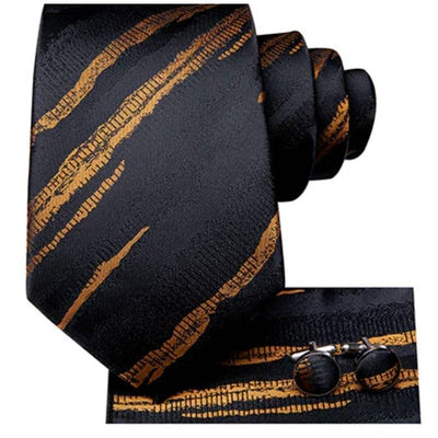 Corbata de Rayas Negras y Doradas