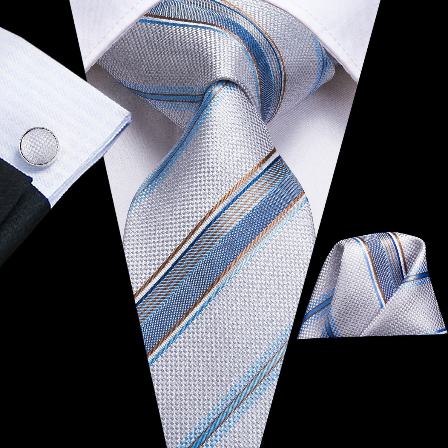 Corbata de Rayas Grises y Azules