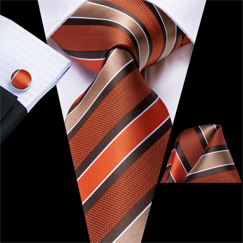 Corbata de Rayas Naranja y Marrón