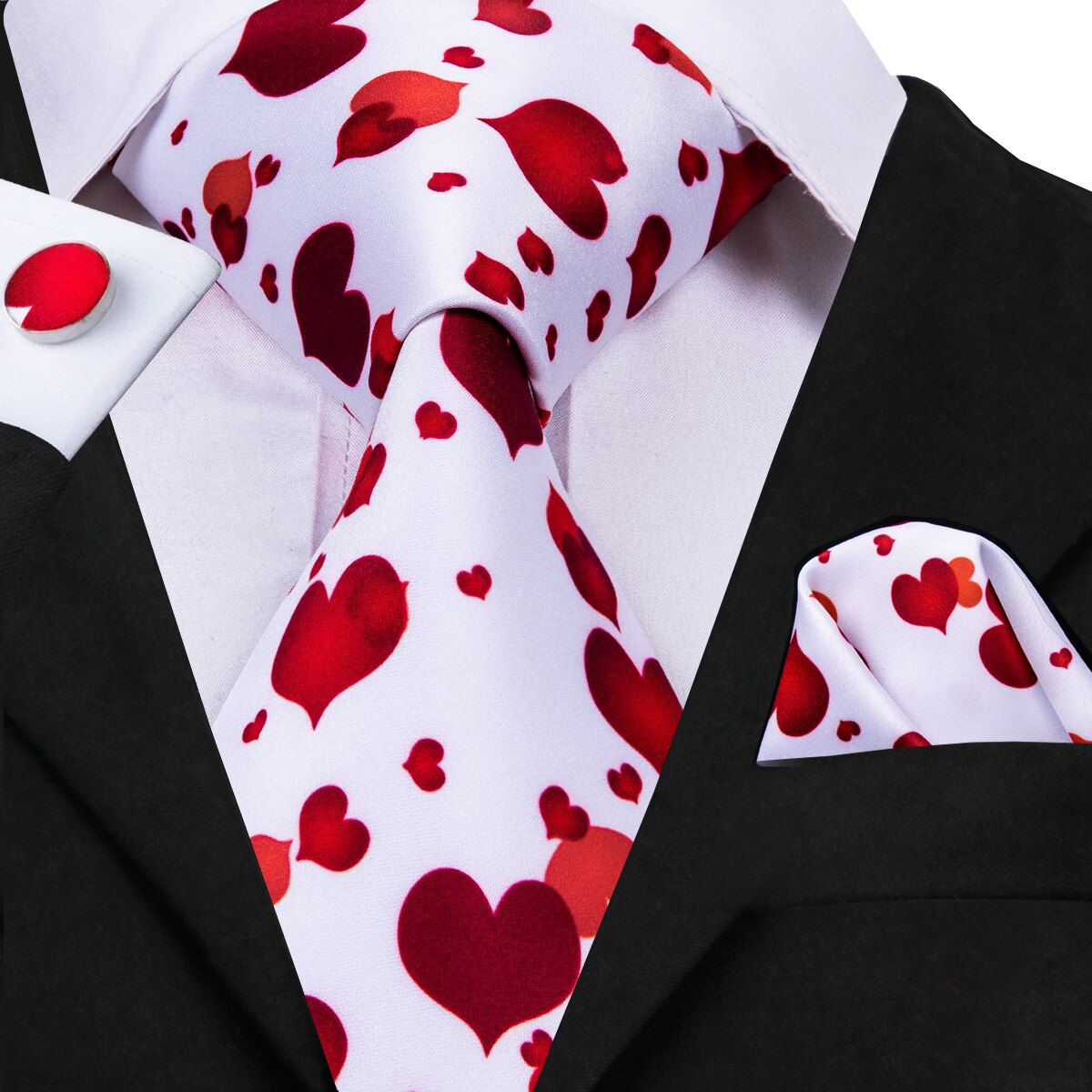 Corbata Blanca con Corazón Rojo