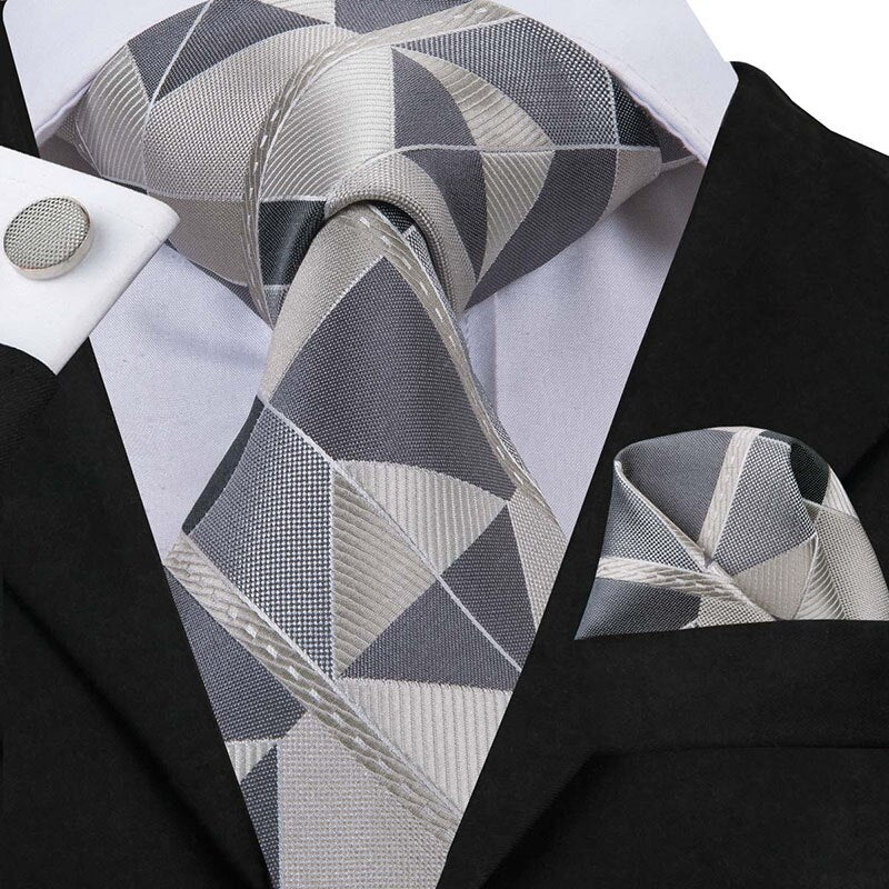Corbata Geométrica Gris