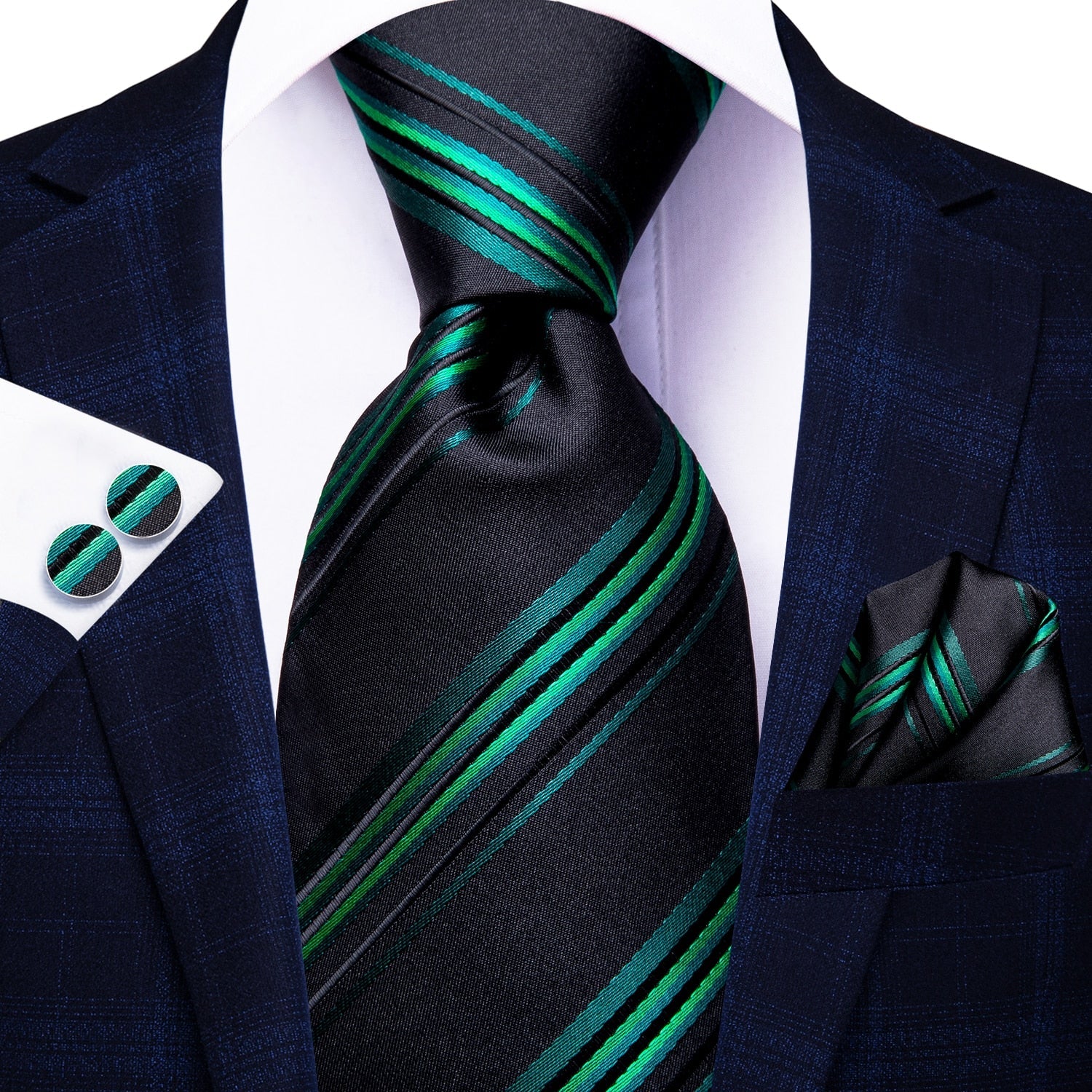 Cravatta TigerTie - Verde Blù Argento Strisce | Cravatta Cravatta TigerTie - Verde Blù Argento Strisce | Cravatta