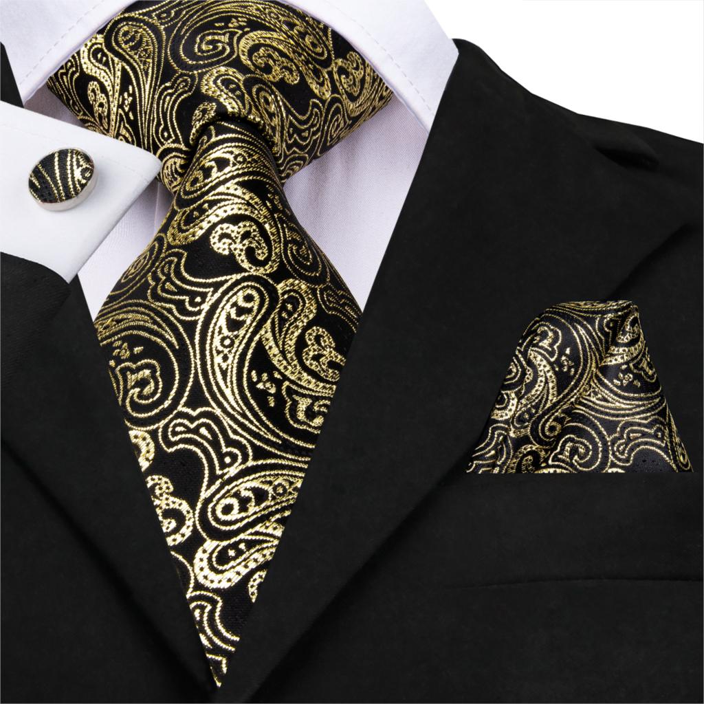 Corbata Paisley Negra y Amarilla