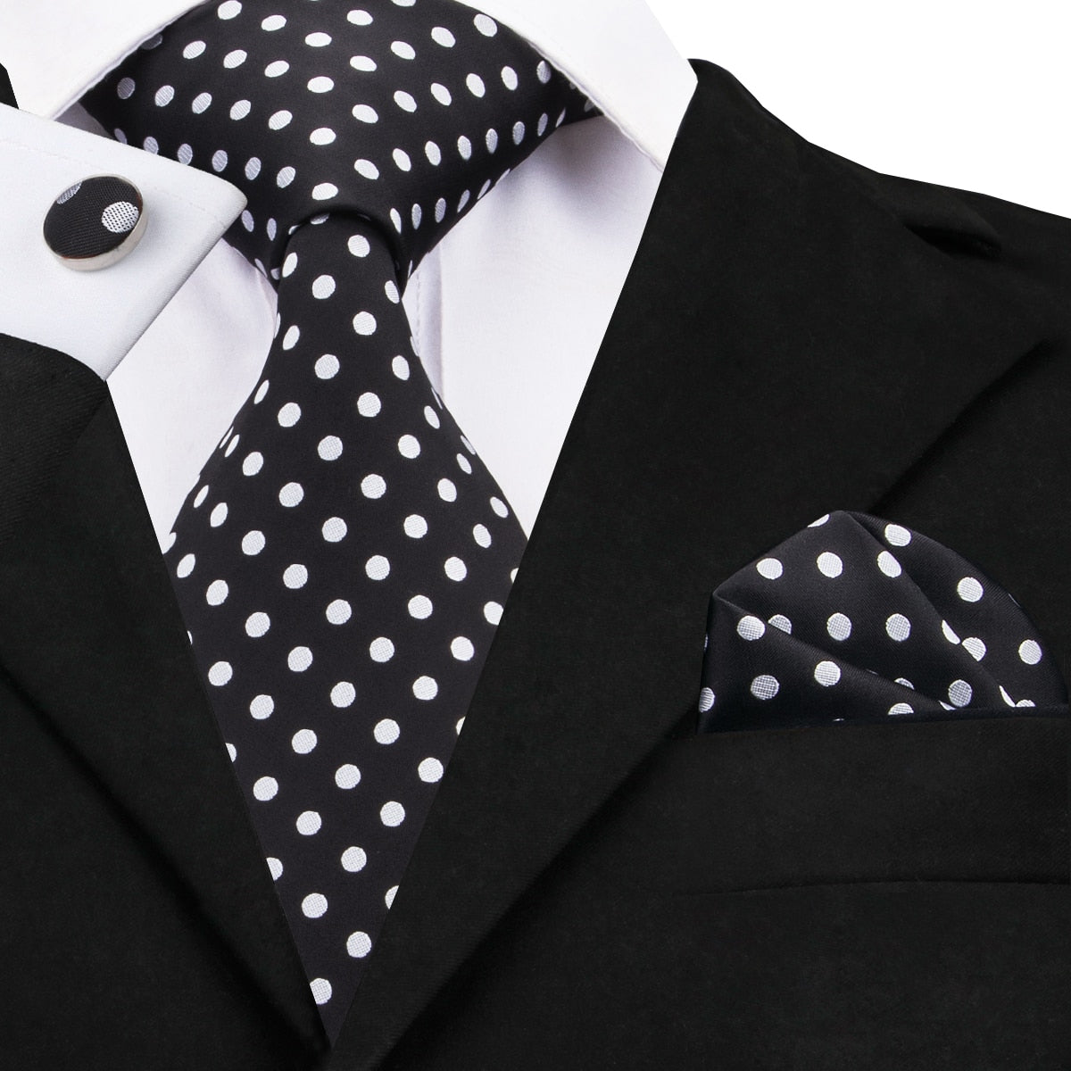 Corbata Negra con Puntos Blancos
