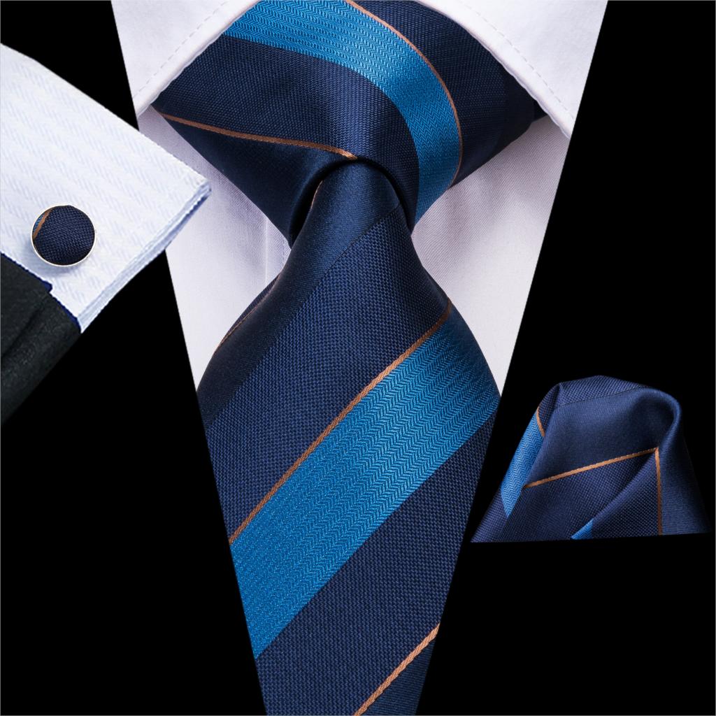 Corbata de Rayas Azul, Marino y Beige