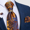 Corbata de Cachemira Naranja y Azul