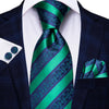 Corbata de Rayas de Cachemira Verde y Azul