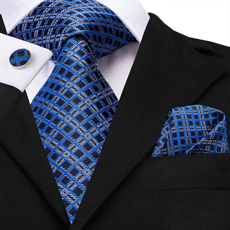 Corbata Cuadrada Azul y Gris