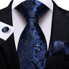 Corbata de Cachemira Azul Oscuro y Negra