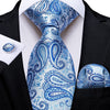 Corbata de Paisley Azul Cielo y Plata