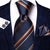 Corbata de Rayas Azul Oscuro y Naranja