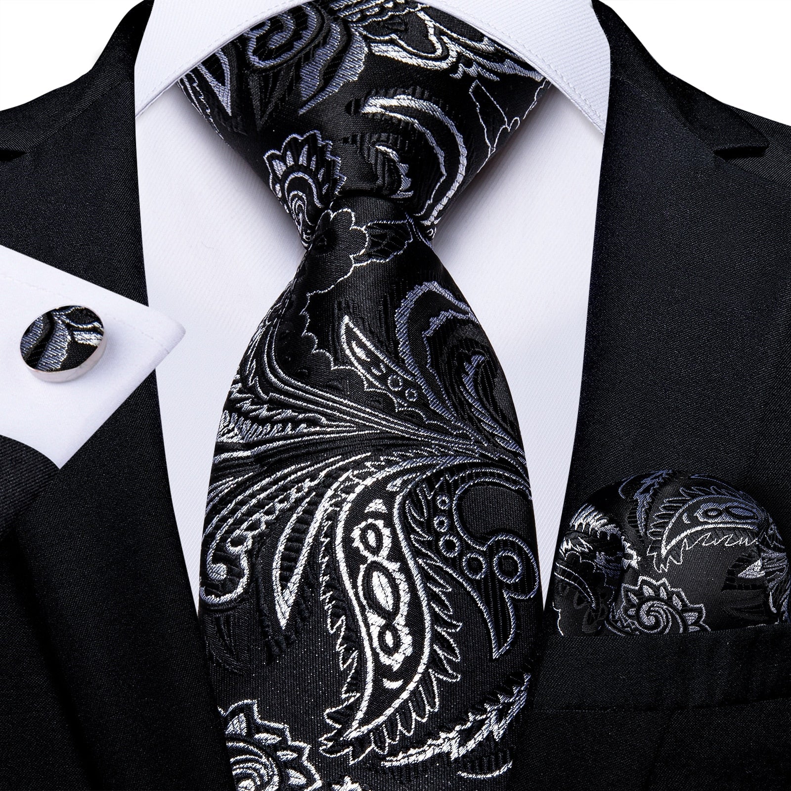 Corbata Negra con Plateado Paquete x12