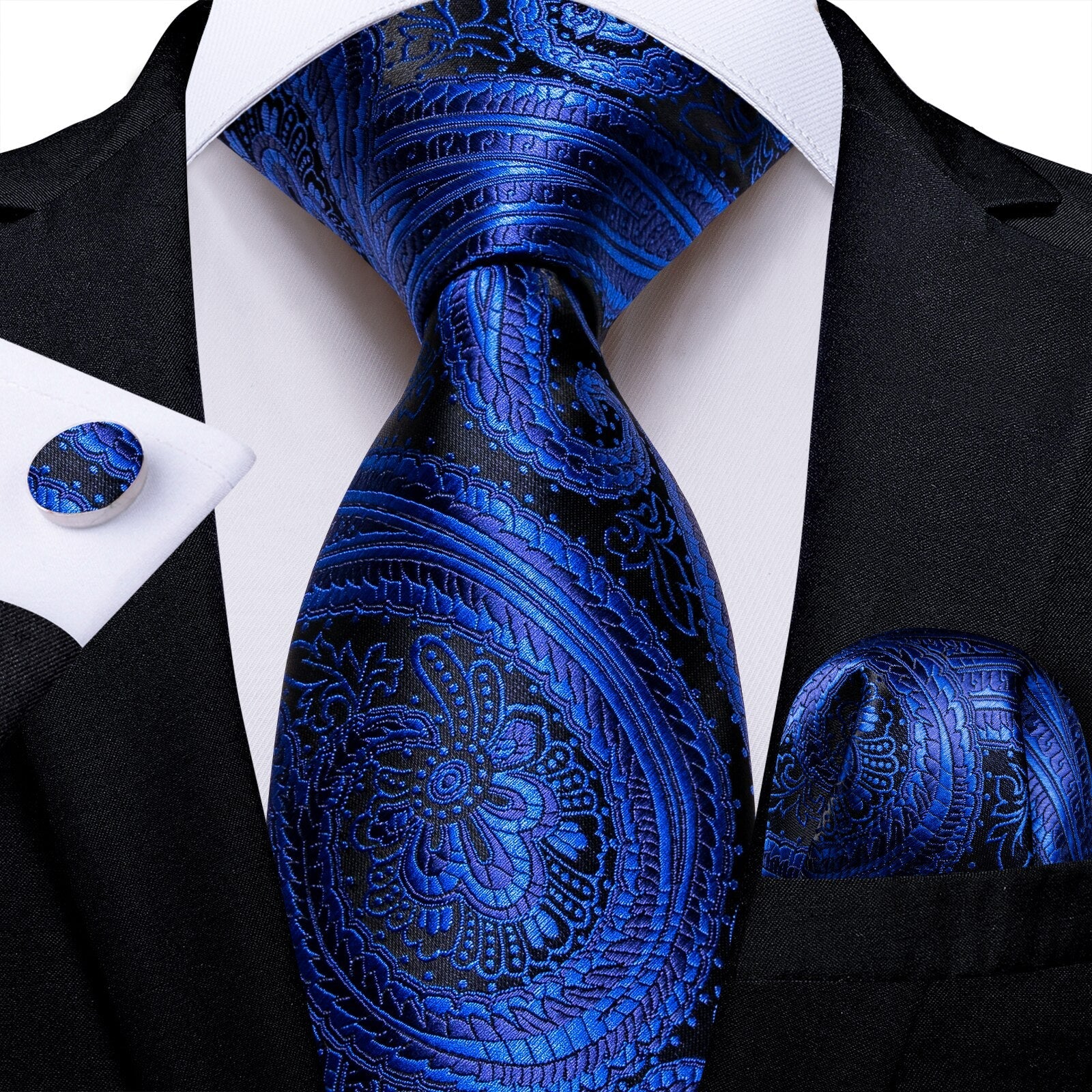 Corbata de Cachemira Azul y Negra