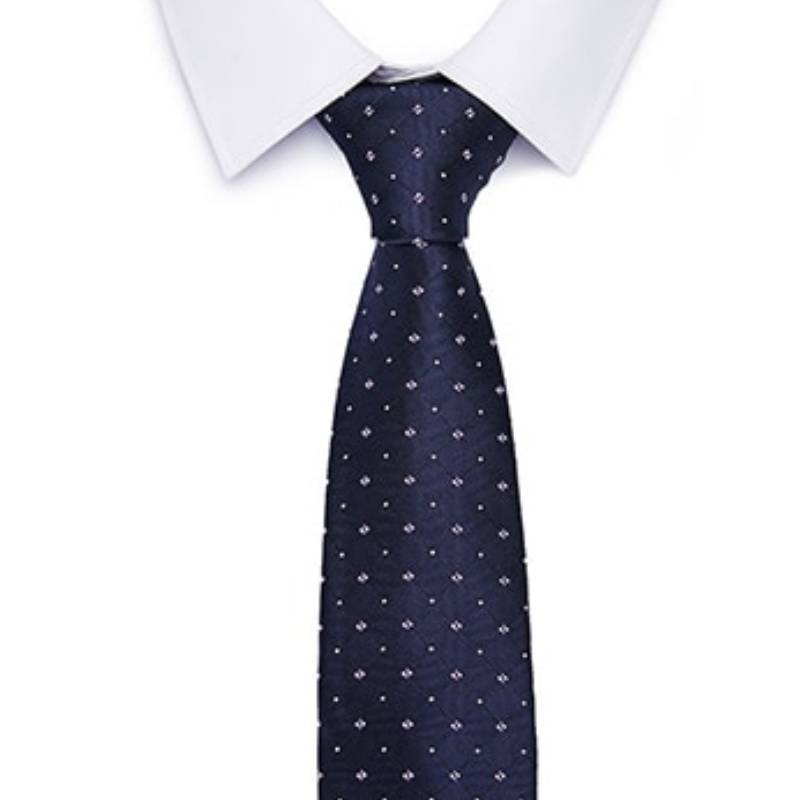 Corbata Azul Marino con Lunares Blancos