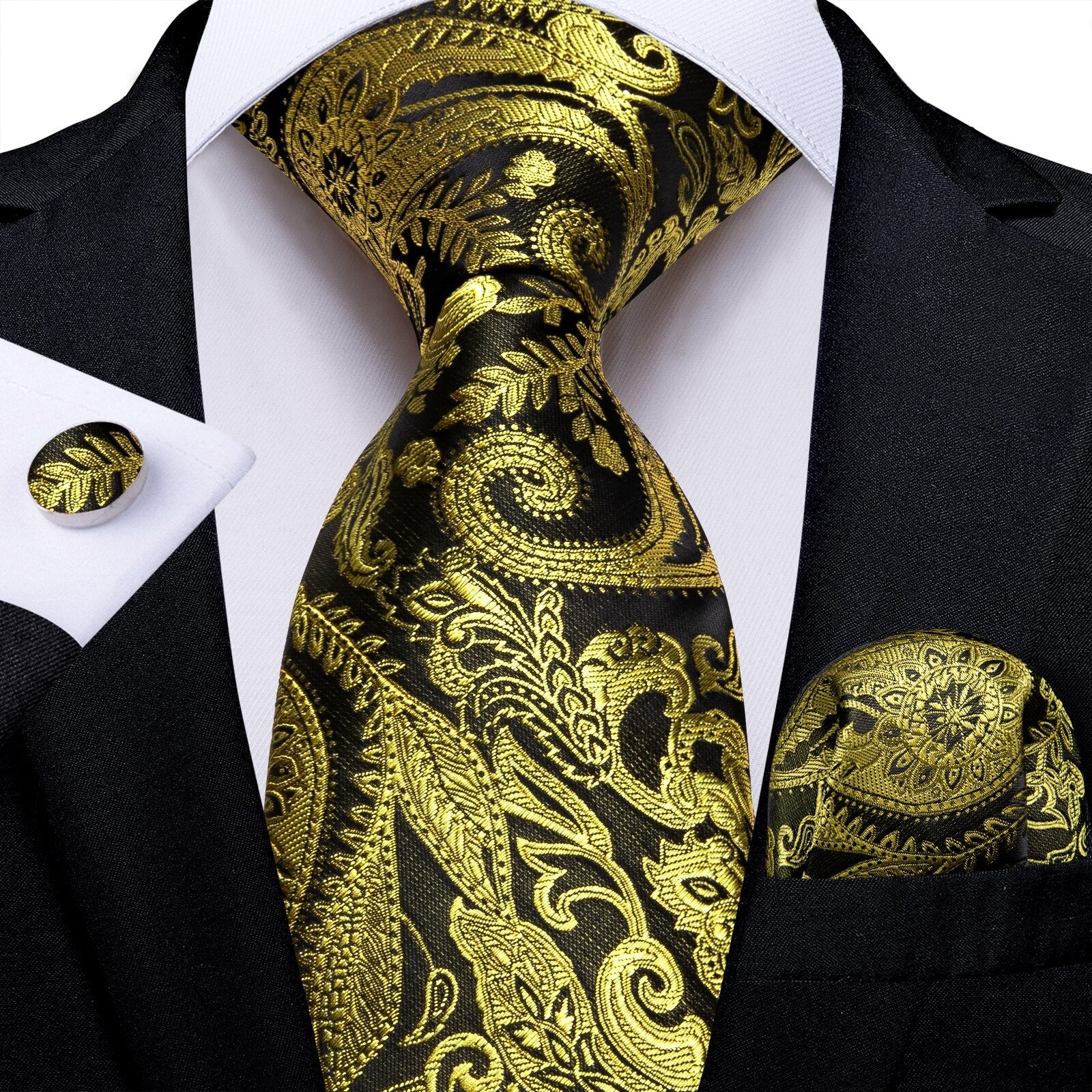 Corbata de Cachemira Amarilla y Negra