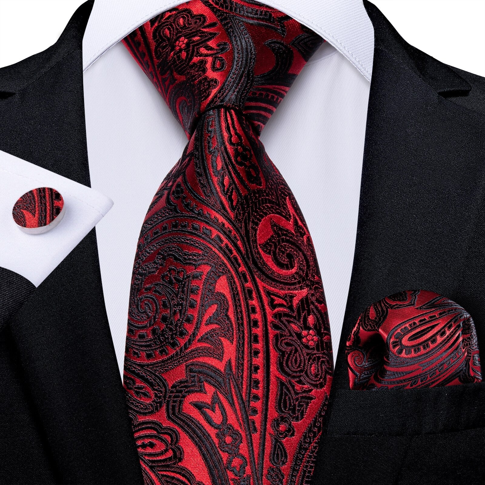 Corbata de Cachemira Roja y Negra